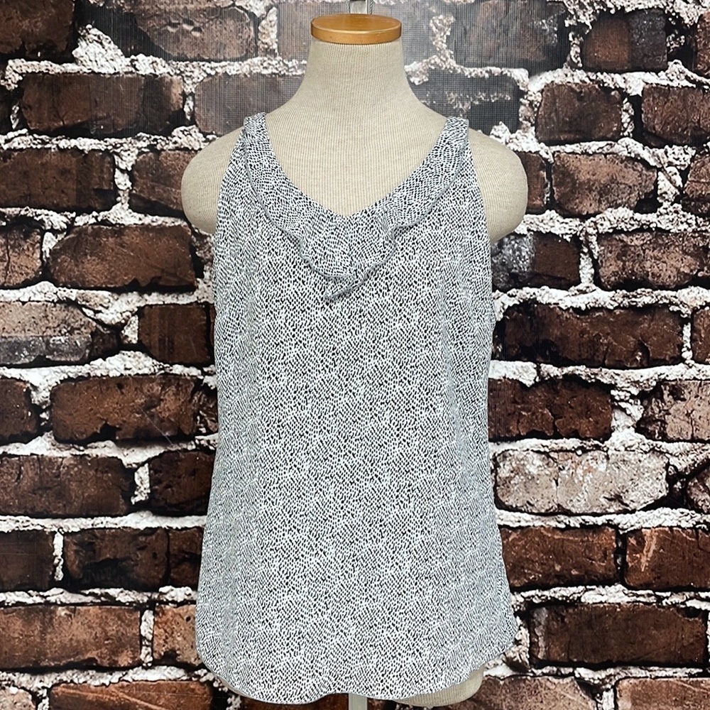 CAbi Tank Top Blouse Flutter 5359 White Black Small